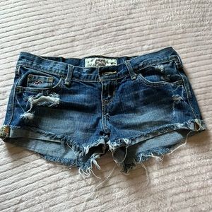 hollister distressed blue jean shorts